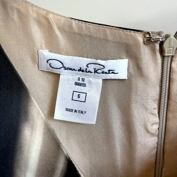 Oscar De La Rente Size 6 Sleeveless Mini Dress Belted Geometric - Picture 4 of 9